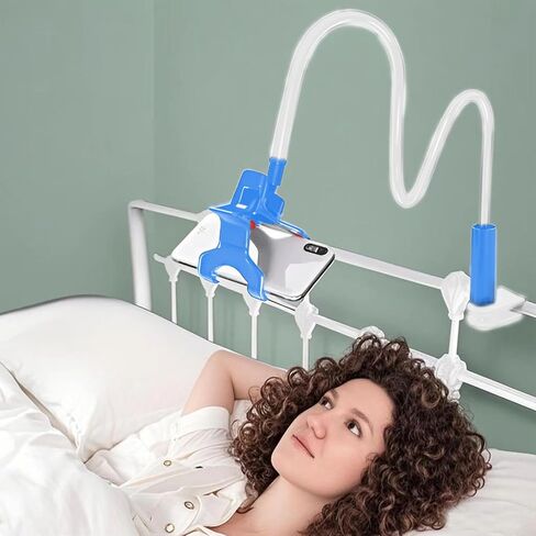 Phone Holder Stand for Bed Flexible Arm Adjustable Cell Phones Mount Clamp on Desk Bedframe Compatible(Blue) in Saudi Arabia