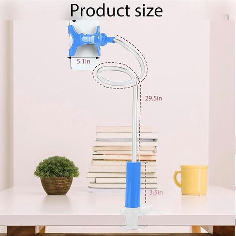 Phone Holder Stand for Bed Flexible Arm Adjustable Cell Phones Mount Clamp on Desk Bedframe Compatible(Blue) in Saudi Arabia
