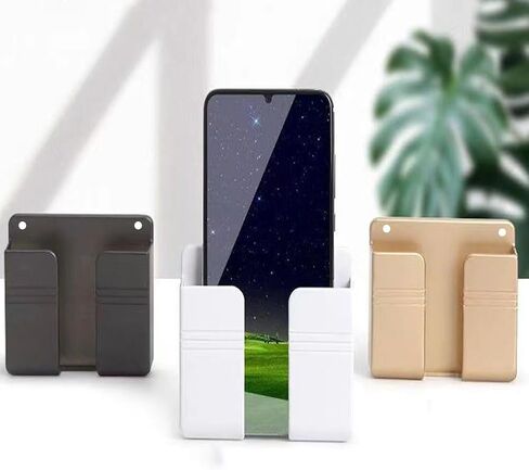 1 Pc Adhesive Wall - Mounted Phone Holder with Data Cable Hole & Storage Box: Ideal for Bedroom, Kitchen, Bathroom, Office（White） in Saudi Arabia