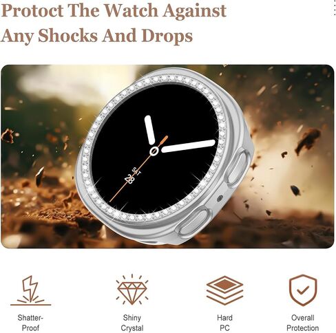 [2+2Pack Bling Diamond Case for Samsung Galaxy Watch 8 Screen Protector 40mm Women, Glitter Rhinestone Protective Hard PC Bumper Covers for Galaxy Watch 8 Case 40mm Cover Accessories in Kuwait