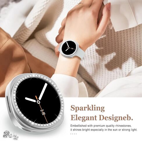 [2+2Pack Bling Diamond Case for Samsung Galaxy Watch 8 Screen Protector 40mm Women, Glitter Rhinestone Protective Hard PC Bumper Covers for Galaxy Watch 8 Case 40mm Cover Accessories in Kuwait