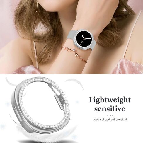 [2+2Pack Bling Diamond Case for Samsung Galaxy Watch 8 Screen Protector 40mm Women, Glitter Rhinestone Protective Hard PC Bumper Covers for Galaxy Watch 8 Case 40mm Cover Accessories in Kuwait