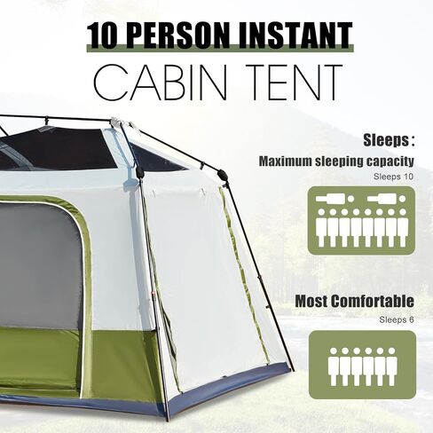 YOLENY Instant Cabin Tent, 4-8 Person Quick Setup Family Camping Tent with Rainfly and Extended Canopy, Weather Resistant Tent with Mesh Windows and Doors for Camping, Backyard and Festivals in Kuwait