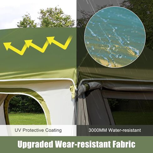 YOLENY Instant Cabin Tent, 4-8 Person Quick Setup Family Camping Tent with Rainfly and Extended Canopy, Weather Resistant Tent with Mesh Windows and Doors for Camping, Backyard and Festivals in Kuwait