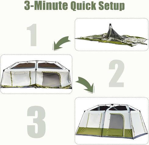 YOLENY Instant Cabin Tent, 4-8 Person Quick Setup Family Camping Tent with Rainfly and Extended Canopy, Weather Resistant Tent with Mesh Windows and Doors for Camping, Backyard and Festivals in Kuwait