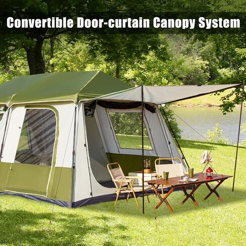 YOLENY Instant Cabin Tent, 4-8 Person Quick Setup Family Camping Tent with Rainfly and Extended Canopy, Weather Resistant Tent with Mesh Windows and Doors for Camping, Backyard and Festivals in Kuwait