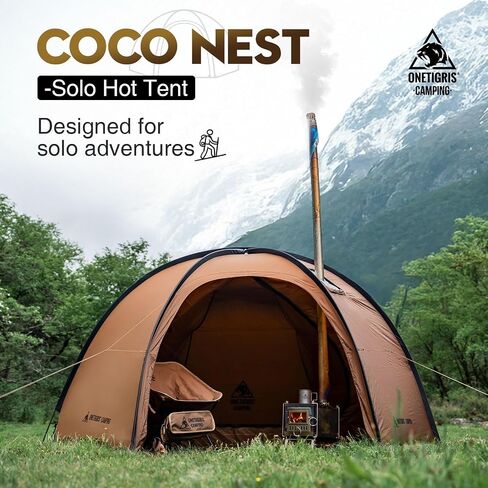 Onetigris Coco Nest Solo Hot Tent مع Jack Stove Jack ، 3000 مم مقاومة للماء ، خيمة قبة خالية من الرياح مع شبكة داخلية in Saudi Arabia