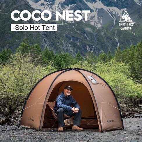 Onetigris Coco Nest Solo Hot Tent مع Jack Stove Jack ، 3000 مم مقاومة للماء ، خيمة قبة خالية من الرياح مع شبكة داخلية in Saudi Arabia