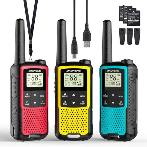 Baofeng BF-33C Walkie Talkies for Kids Rechargeable Battery, Long Range FRS Two-Way Radios, VOX, Dual Watch, USB-C Charging, NOAA, Call Tone, Flashlight, for Outdoor Play & Family Adventures, 3 Pack in Saudi Arabia