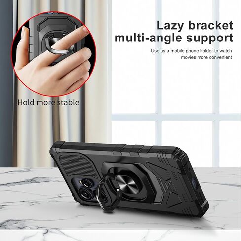 Case for Blu Speed Ultra 5G with Screen Protector and Magnetic Ring Stand | Blu Speed Ultra B1660V Phone Case Slim Silicone Dual Layer Design Shockproof Rugged Corner Military Grade Protection Black in Kuwait