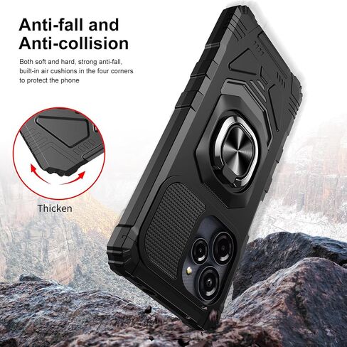 Case for Blu Speed Ultra 5G with Screen Protector and Magnetic Ring Stand | Blu Speed Ultra B1660V Phone Case Slim Silicone Dual Layer Design Shockproof Rugged Corner Military Grade Protection Black in Kuwait