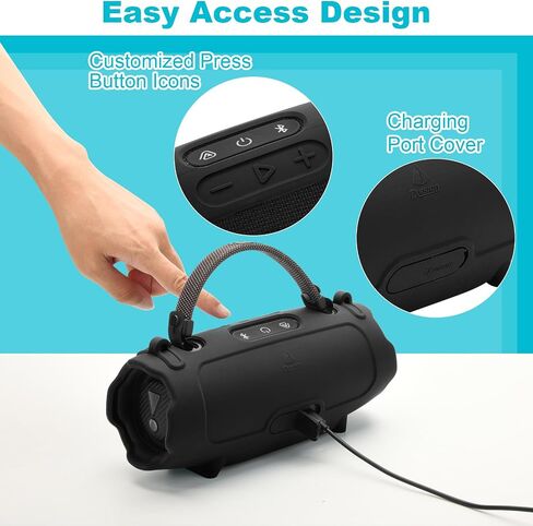 غطاء حالة السيليكون Txesign لشحن JBL 6- مكبر صوت محمول ، سفر يحمل غطاء واقعي مع غطاء ميناء شحن الكتف قابل للتعديل مع الشحن 6 (أسود) in Saudi Arabia