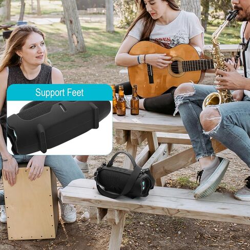 غطاء حالة السيليكون Txesign لشحن JBL 6- مكبر صوت محمول ، سفر يحمل غطاء واقعي مع غطاء ميناء شحن الكتف قابل للتعديل مع الشحن 6 (أسود) in Saudi Arabia