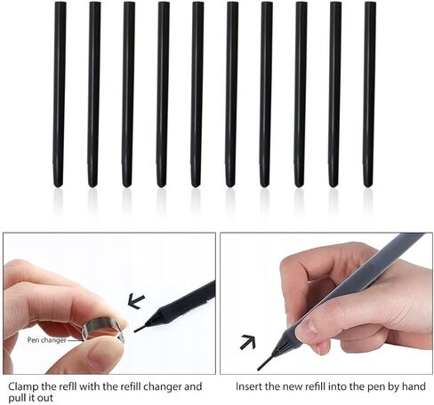 10Pcs Black Pen Nibs tip Refill with Removal Ring for Wacom CTL CTH 471 671 472 490 690 4100 6100 Intuos4 5 in Saudi Arabia
