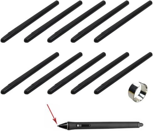 10Pcs Black Pen Nibs tip Refill with Removal Ring for Wacom CTL CTH 471 671 472 490 690 4100 6100 Intuos4 5 in Saudi Arabia
