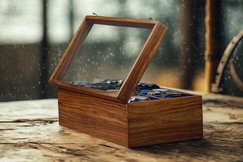 RoseWood Watch Box Organizer for Men – 4 Watch Display Case for Men | Wooden Watch Boxes for Men 4 Slot | Wooden Watch Cases for Men 4 Slot | Watch Organizer for Women | Glass Top Watch Box Wood in Saudi Arabia
