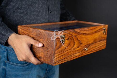 RoseWood Watch Box Organizer for Men – 4 Watch Display Case for Men | Wooden Watch Boxes for Men 4 Slot | Wooden Watch Cases for Men 4 Slot | Watch Organizer for Women | Glass Top Watch Box Wood in Saudi Arabia