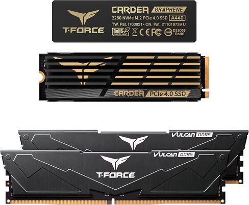 TeamGroup T-Force Vulcan DDR5 32GB KIT (2x16GB) 6000MHz (PC5-48000) CL30 MEMORTOP FLBD532G6000HC30DC01 Bundle with Cardea A440 2TB NVME Gen4 M.2 2280 Gaming SSD (Read 7000) in Kuwait