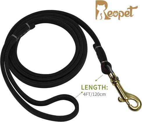 4 Feet / 5 Feet / 6 Feet Genuine Leather Small & Medium Dog Leash,Real Leather - (3/8" X 4', Brown) in Kuwait
