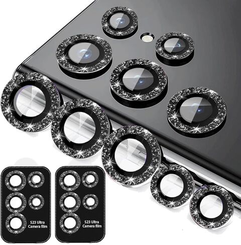 2 مجموعات متوافقة مع Samsung Galaxy S25 Ultra Camera Lens Protector Glitter ، S25 ultra Camera Protector ، غطاء الكاميرا مع إكسسوارات زجاجية مقسمة ، وعلبة الهاتف الخليوي ، أسود ، أسود in Kuwait