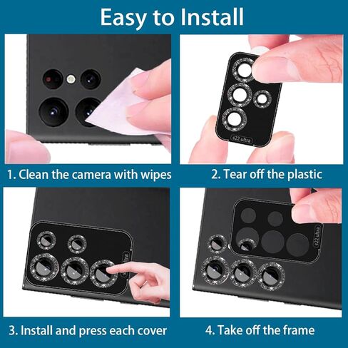 2 مجموعات متوافقة مع Samsung Galaxy S25 Ultra Camera Lens Protector Glitter ، S25 ultra Camera Protector ، غطاء الكاميرا مع إكسسوارات زجاجية مقسمة ، وعلبة الهاتف الخليوي ، أسود ، أسود in Kuwait