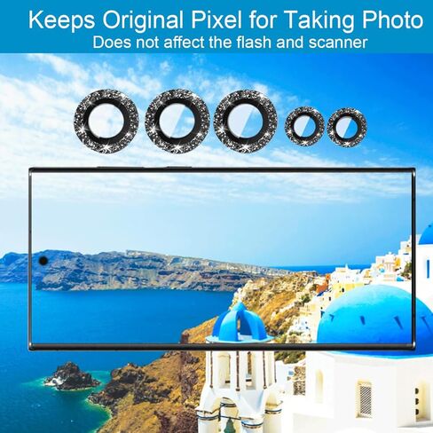 2 مجموعات متوافقة مع Samsung Galaxy S25 Ultra Camera Lens Protector Glitter ، S25 ultra Camera Protector ، غطاء الكاميرا مع إكسسوارات زجاجية مقسمة ، وعلبة الهاتف الخليوي ، أسود ، أسود in Kuwait