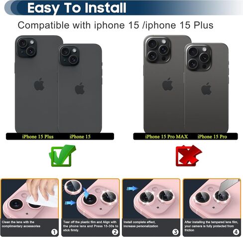 سومان لـ iPhone 15 6.1 بوصة/15 بالإضافة إلى 6.7 بوصة ، واقي عدسة الكاميرا ، سهلة تثبيت 9H الزجاج الفائق مضاد للخلع واقي العدسة المستقلة -blue in Saudi Arabia