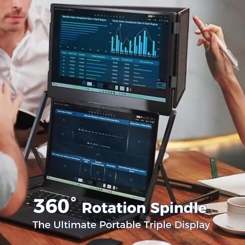 موسع شاشة الكمبيوتر المحمول ، 15.6 "FHD 1080P IPS شاشة ثلاثية قابلة للطي محمولة ، موسع شاشة الكمبيوتر المحمول ، HDMI/USB-C Plugh N Play for Windows ، Mac ، Android ، مع غلاف واقٍ محسوس in Saudi Arabia