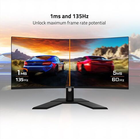 GIGABYTE GS34WQC - 34" VA Curved Gaming Monitor - WQHD 3440x1440-120Hz/OC 135Hz - 1ms MPRT - AMD FreeSync Premium - HDMI, DP - Black (GS34WQC US) in Saudi Arabia