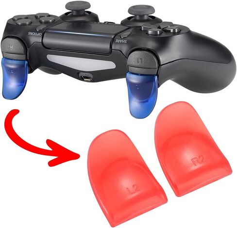 eXtremeRate Blue & Red Custom Trigger Extenders L2 R2 Buttons for PS4 Controller, Game Improvement Adjusters for PS4 Pro Slim Controller in Saudi Arabia