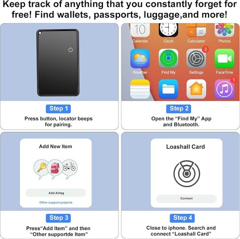 Wallet Tracker Card for Apple Find My(iOS Only), Wallet Finder Slim Smart Card Rechargeable Bluetooth Tracker for Luggage Tags Passport, Item Locator for Home Outdoor (Type A) in Saudi Arabia
