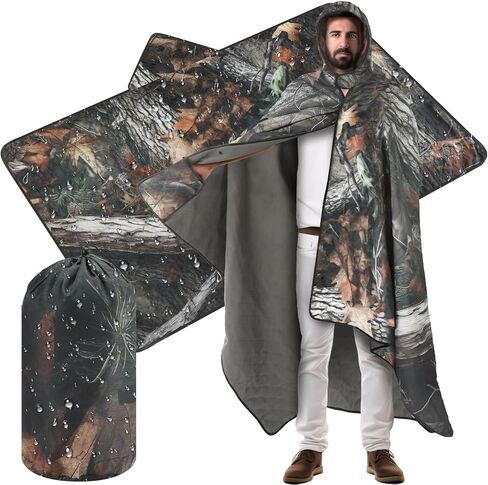 بطانية كامو مقاومة للماء 55 "× 95" لصيد بطانية بطانية كبيرة في الهواء الطلق بطانية من جلد الغزال مع غطاء محرك السيارة وجيب التخزين للزلز البطي المائي للطيور العمياء (كامو الطيور المائية) in Saudi Arabia