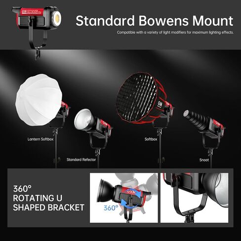 GVM Photography Lighting 300W Bi-Color Studio Lights with 45°Standard Reflector 65700Lux@1m CCT 2700~6800K 12Lighting Scenes App Control LED Video Light in Kuwait