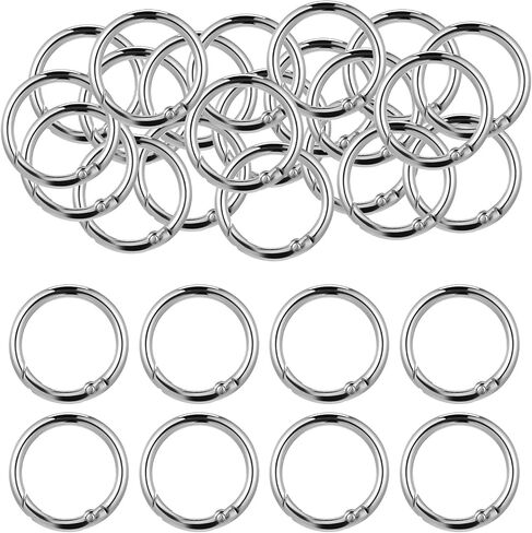 40 Pack 0.5 Inch Round Buckle Clips, Metal Spring O Rings Silver Carabiner Clips Keychain Snap Hook Zinc Alloy Keyring Buckle for Bag Purse Craft DIY in Saudi Arabia