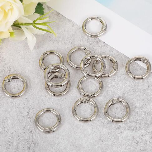 40 Pack 0.5 Inch Round Buckle Clips, Metal Spring O Rings Silver Carabiner Clips Keychain Snap Hook Zinc Alloy Keyring Buckle for Bag Purse Craft DIY in Saudi Arabia