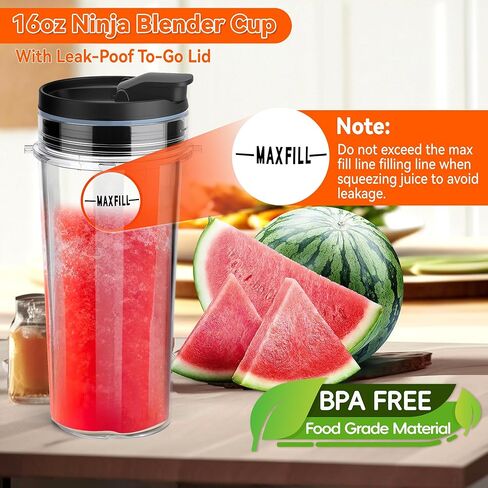 2pcs استبدال أكواب الخلاط 16 أوقية لنينجا ، كأس خلاط واحد خدمة مع 4pcs Sip Seal Lids لـ BL660 BL663 L740 BL770 BL771 BL772 BL773 BL780 BL810 BL820 BL830 in Kuwait