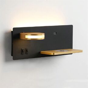 11W LED ضوء الجدار الداخلي مع 2 مفاتيح ، بما في ذلك. ميناء USB وشحن Qi اللاسلكي ، مصباح الجدار الأبيض 3000 كيلو دافئ مع 360 درجة قابلة للتعديل 5W مصباح لغرفة النوم ، غرفة المعيشة ، المدخل ، أبيض in Kuwait