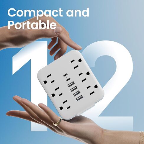 Multi Pluct Wall Outlet Extender ، Chiefway USB Wall Charger مع 6 منافذ التيار المتردد ، 6 منافذ USB (2 USB C) ، شريط طاقة توصيل الجدار ، محول متعدد المكونات لأساسيات سفر المكاتب المنزلية ، in Kuwait