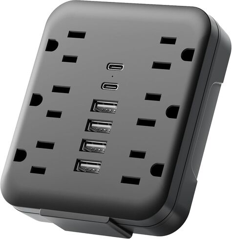 Multi Pluct Wall Outlet Extender ، Chiefway USB Wall Charger مع 6 منافذ التيار المتردد ، 6 منافذ USB (2 USB C) ، شريط طاقة توصيل الجدار ، محول متعدد المكونات لأساسيات سفر المكاتب المنزلية ، in Kuwait