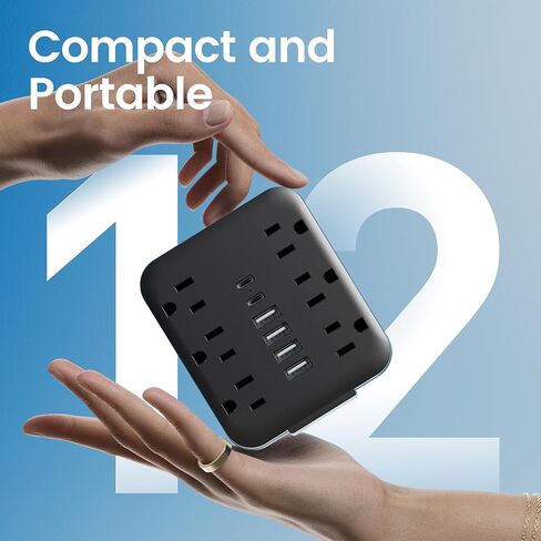 Multi Pluct Wall Outlet Extender ، Chiefway USB Wall Charger مع 6 منافذ التيار المتردد ، 6 منافذ USB (2 USB C) ، شريط طاقة توصيل الجدار ، محول متعدد المكونات لأساسيات سفر المكاتب المنزلية ، in Kuwait