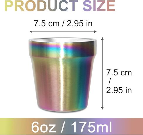 Stainless Steel Cups 4 Pack 6oz Double Walled Insulated Cups Stackable Travel Mug for Coffee, Tea, Beer, Kids, Camping&Everyday(Rainbow) in Saudi Arabia