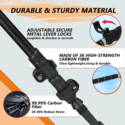Carbon Fiber Trekking Poles,Lightweight Walking Stick,Collapsible 2pcs Hiking Poles with EVA Grip for Hiking,Trekking,Backpacking,Walking,Camping,Travel in Saudi Arabia