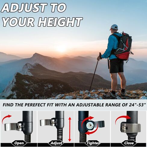 Carbon Fiber Trekking Poles,Lightweight Walking Stick,Collapsible 2pcs Hiking Poles with EVA Grip for Hiking,Trekking,Backpacking,Walking,Camping,Travel in Saudi Arabia