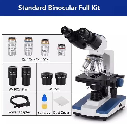 Microscope Kit 40x-2500x 4K المجهر البيولوجي مركب Mechanical XY 3D لمحولات العدسات المجهر المختبر العلوم التعليمية (مجموعة مناظير) in Saudi Arabia