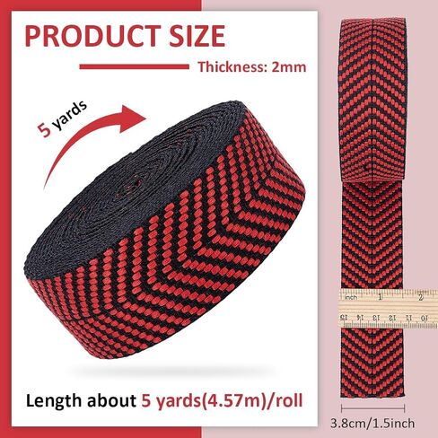 Benecreat 5.47 ياردة Bolycotton Webbing ، حزام جاكار مع حزام مسطح من نمط V لمقابض أكياس الحزام in Saudi Arabia