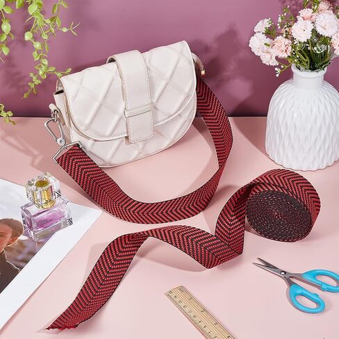 Benecreat 5.47 ياردة Bolycotton Webbing ، حزام جاكار مع حزام مسطح من نمط V لمقابض أكياس الحزام in Saudi Arabia