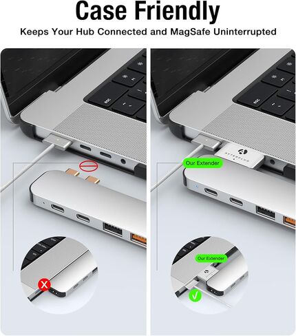 موسع USB - C المزدوج لـ MacBook مع CASE ، محول ممر ثنائي الموانئين لـ Thunderbolt 5/4/3 و USB4 - 240W PD ، 8K فيديو ، بيانات 80 جيجابت في الثانية - منتصف الليل in Kuwait