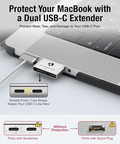 موسع USB - C المزدوج لـ MacBook مع CASE ، محول ممر ثنائي الموانئين لـ Thunderbolt 5/4/3 و USB4 - 240W PD ، 8K فيديو ، بيانات 80 جيجابت في الثانية - منتصف الليل in Kuwait