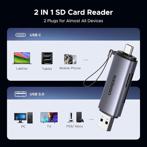 Ugreen USB إلى USB C Adapter 3Pack+ USB C/A قارئ بطاقة SD in Saudi Arabia