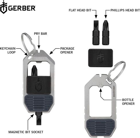 سلسلة مفاتيح سائق Gerber Gear Multitool 5-in-1 ، ومقاطع إلى الجيب أو سلسلة المفاتيح مع شريط pry و phillips وقطع مفك البراغي المسطحة ، وفتحة الزجاجة ، و EDC Lightweigh in Kuwait